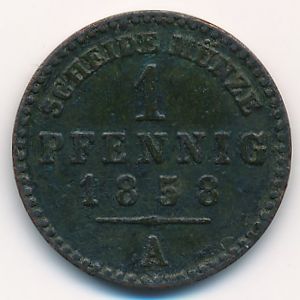 Reuss-Schleiz, 1 pfennig, 1855–1864