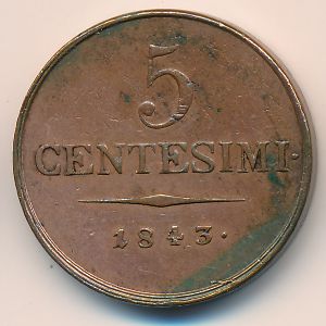 Lombardy-Venetia, 5 centesimi, 1839–1846