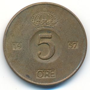 Sweden, 5 ore, 1957