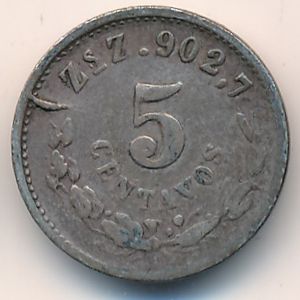 Mexico, 5 centavos, 1898–1905