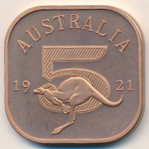 Австралия., 5 шиллингов (1921 г.)