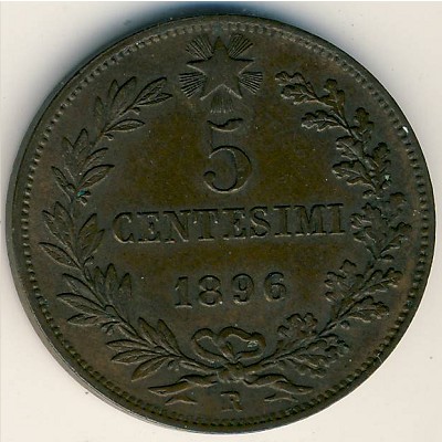 Italy, 5 centesimi, 1895–1900
