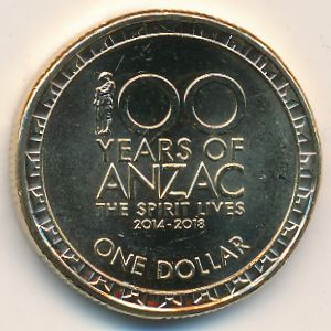 Австралия, 1 доллар (2014–2017 г.)