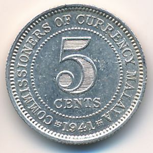 Malaya, 5 cents, 1939–1941