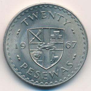 Ghana, 20 pesewas, 1967–1979