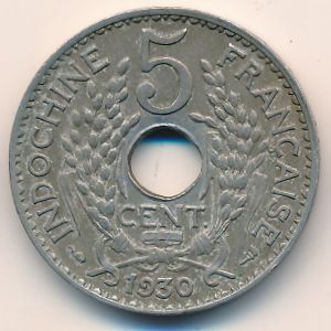 French Indo China, 5 cents, 1930