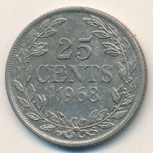 Liberia, 25 cents, 1968–1975