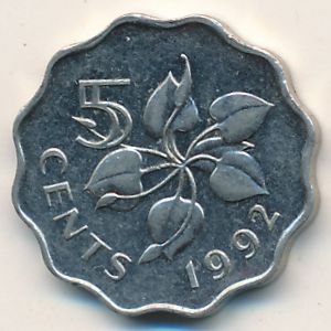 Swaziland, 5 cents, 1992