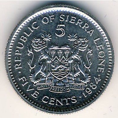 Sierra Leone, 5 cents, 1980–1984