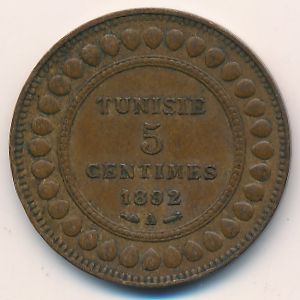 Tunis, 5 centimes, 1891–1893