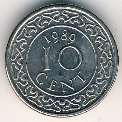 Suriname, 10 cents, 1987–2015