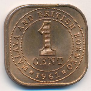 Malaya and British Borneo, 1 cent, 1956–1961