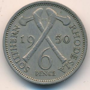 Southern Rhodesia, 6 pence, 1950