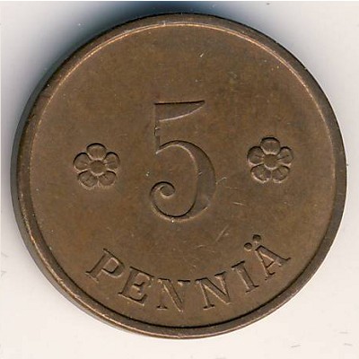 Finland, 5 pennia, 1918–1940
