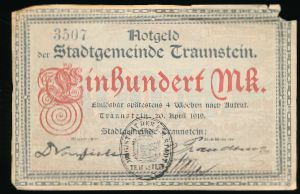 Traunstein, 100 марок, 1919