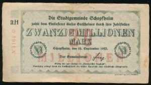 Шопфхайм., 20000000 марок (1923 г.)