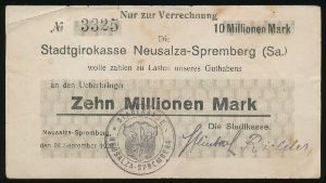 Нойзальца-Шпремберг., 10000000 марок (1923 г.)