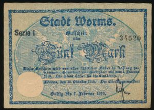 Вормс., 5 марок (1918 г.)