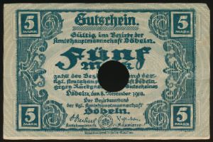 Дёбельн., 5 марок (1918 г.)