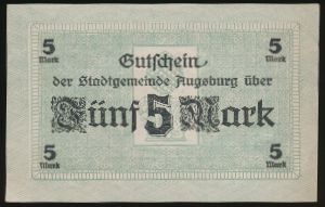 Аугсбург., 5 марок (1918 г.)