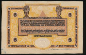 Карлсруэ., 5 марок (1918 г.)