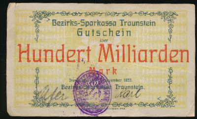 Traunstein, 100000000000 марок, 1923