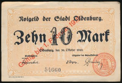 Ольденбург., 10 марок (1918 г.)