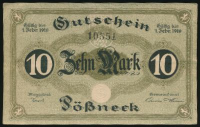 Possneck, 10 марок, 1919