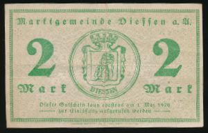 Диссен-ам-Тойтобургер-Вальд., 2 марки (1920 г.)