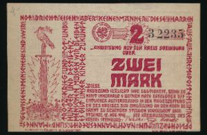 Штайнбург., 2 марки (1918 г.)