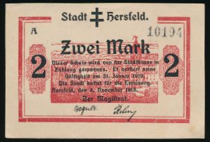 Hersfeld., 2 марки, 1919