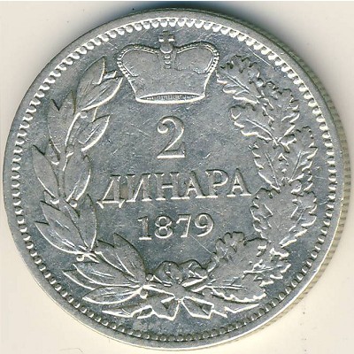 Serbia, 2 dinara, 1879