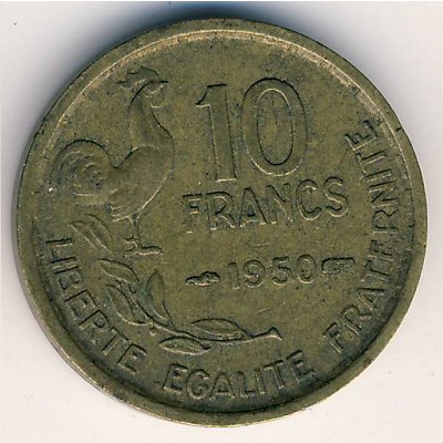 France, 10 francs, 1950–1959