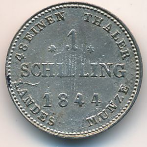 Мекленбург-Шверин, 1 шиллинг (1842–1846 г.)