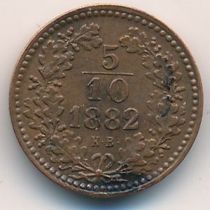 Hungary, 5/10 krajczar, 1882
