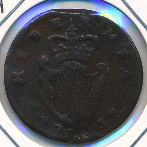Ireland, 1/2 penny, 1736–1738