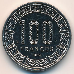 Equatorial Guinea, 100 francos, 1985–1986