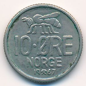 Норвегия, 10 эре (1967 г.)