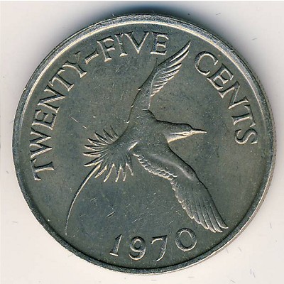Bermuda Islands, 25 cents, 1970–1985