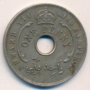 British West Africa, 1 penny, 1907–1910