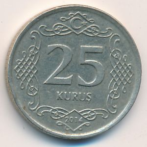 Turkey, 25 kurus, 2014