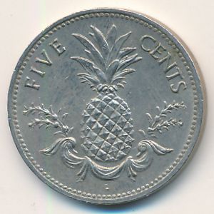 Bahamas, 5 cents, 1987