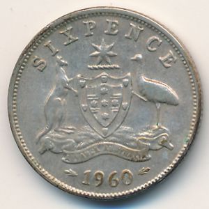 Australia, 6 pence, 1960