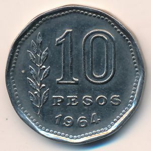 Argentina, 10 pesos, 1964