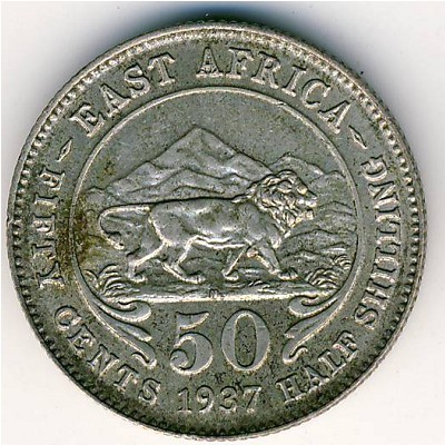 East Africa, 50 cents, 1937–1944