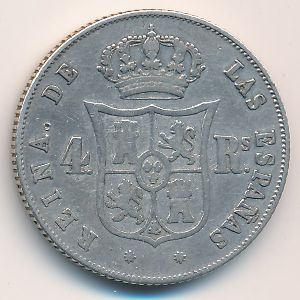 Spain, 4 reales, 1852–1855
