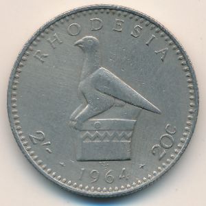 Rhodesia, 2 shillings-20 cents, 1964