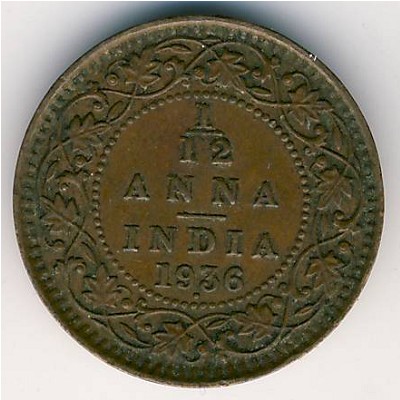British West Indies, 1/12 anna, 1912–1936