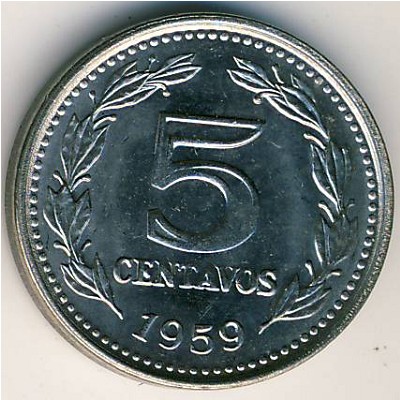 Argentina, 5 centavos, 1957–1959