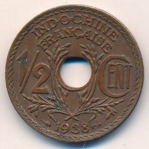 French Indo China, 1/2 cent, 1938